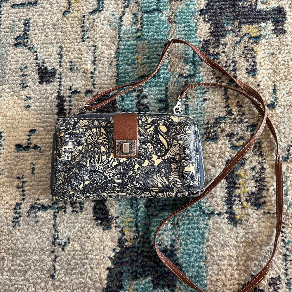 Sakroots Brown and Blue Clutch with Wristlet
